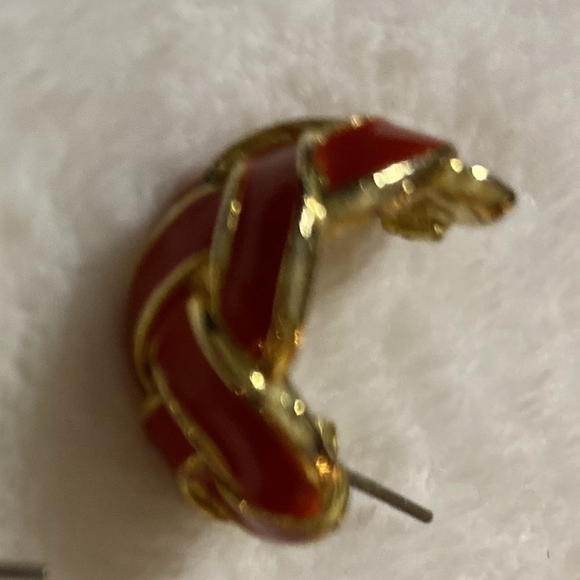 Red and gold Napier earrings - Picture 2 of 3